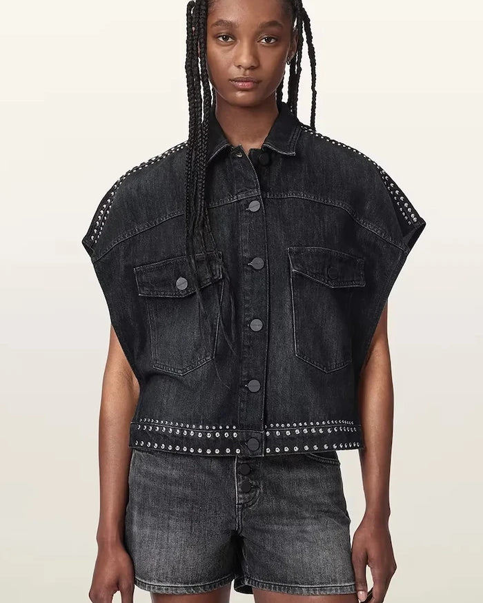 AllSaints риза дамска от деним ALBA