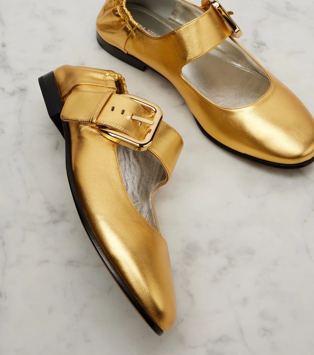Bottega Veneta - Amy metallic leather Mary Jane flats