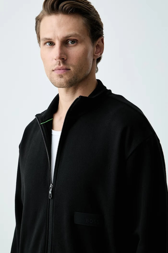 BOSS Green Erkek Pamuklu Fermuarlı Sweatshirt SW_Collar Full Zip