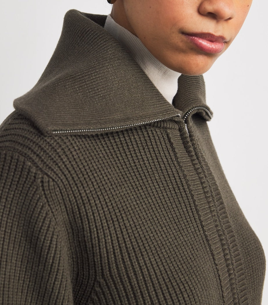 Varley Brown Ribbed Half-Zip Maura Sweater