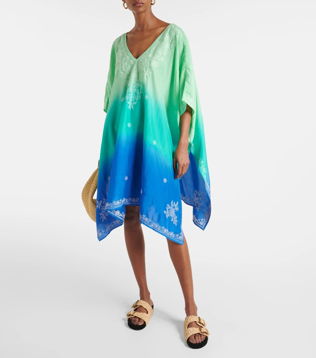 Juliet Dunn - Embroidered ombré silk kaftan