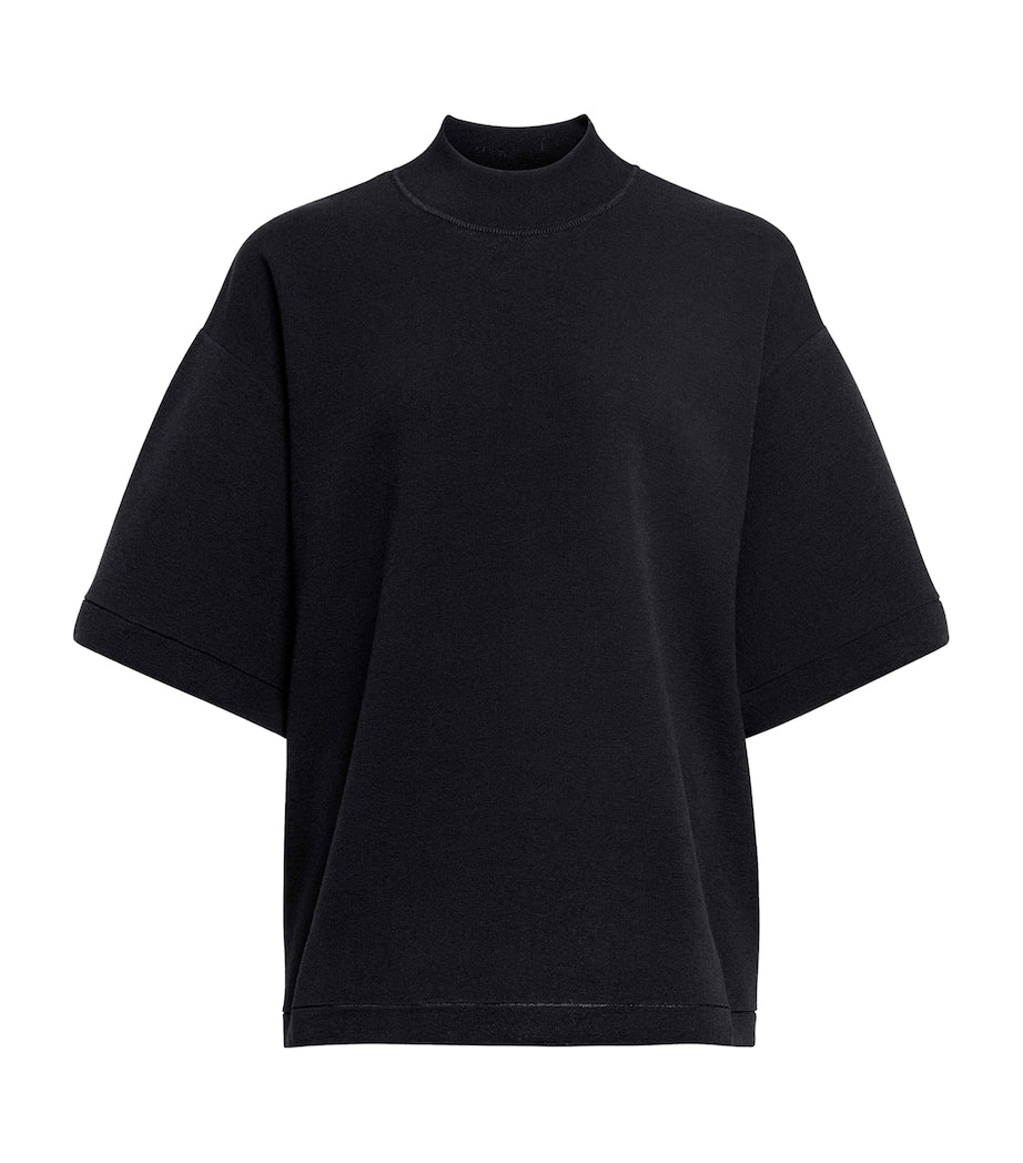 Alaïa Black Cotton-Blend Knit T-Shirt