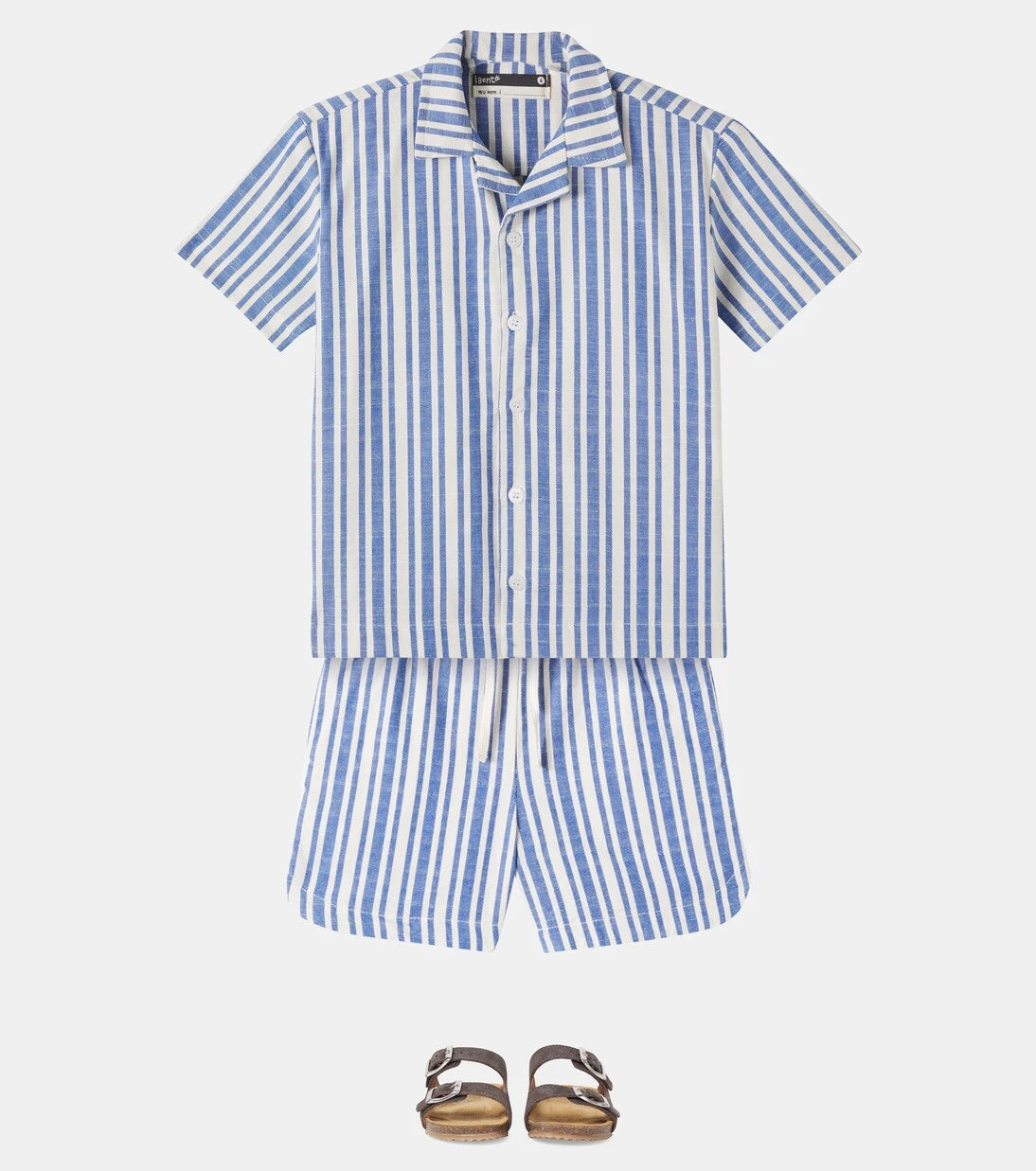 Fábula - Striped cotton bowling shirt and shorts set