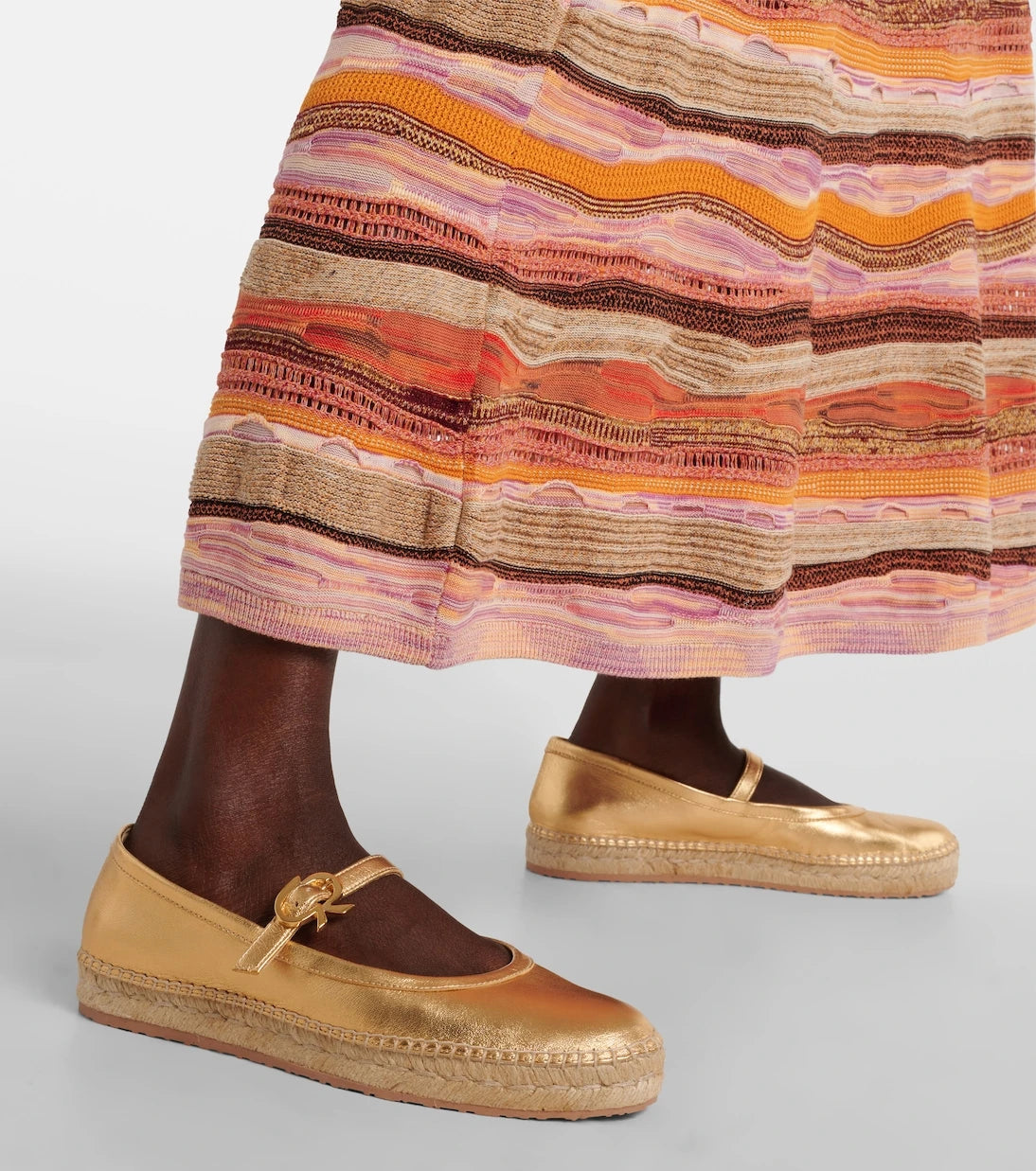 Gianvito Rossi - Elda metallic leather espadrilles