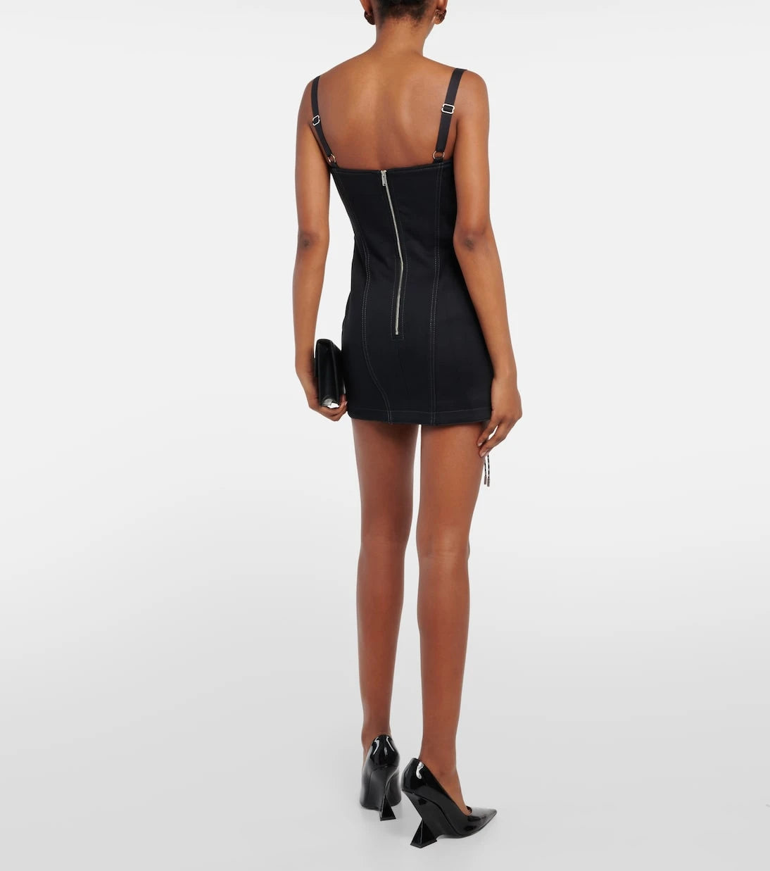 Dion Lee - فستان قصير من نسيج قطني مضلع برباط