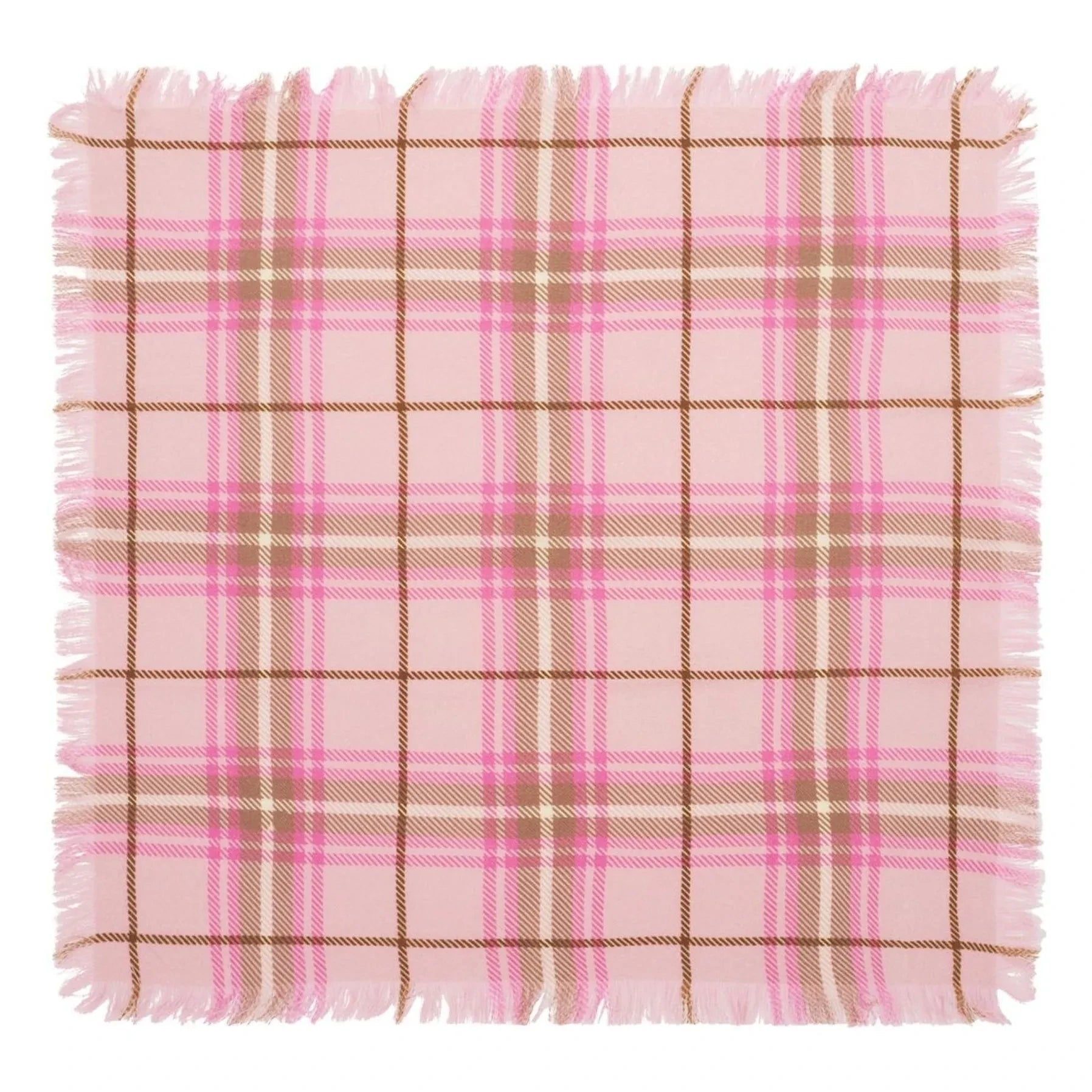 Bompard - Mini Carré Tartan Cashmere Scarf | Cherry Wood