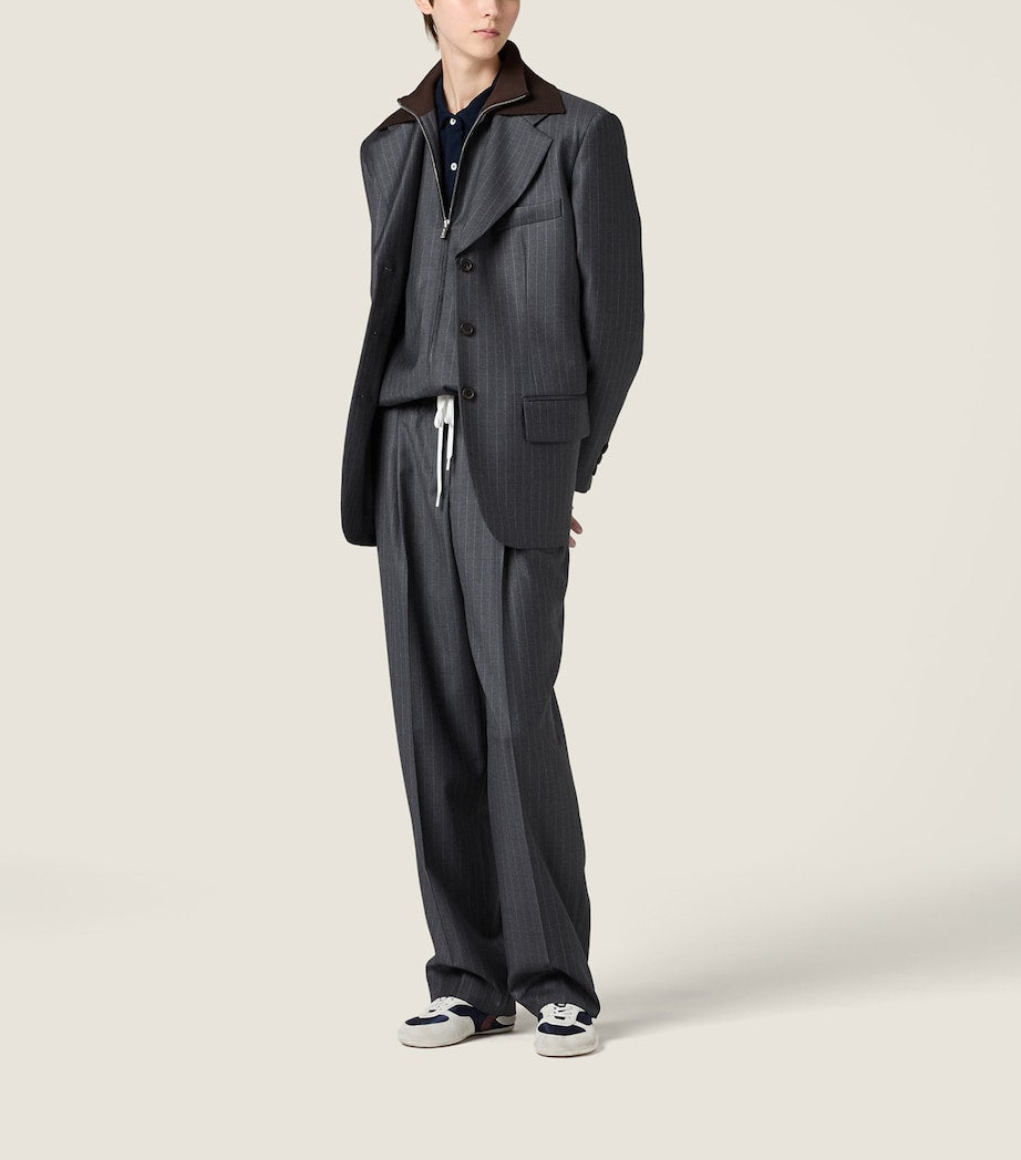 Miu Miu Grey Wool Pinstripe Blazer