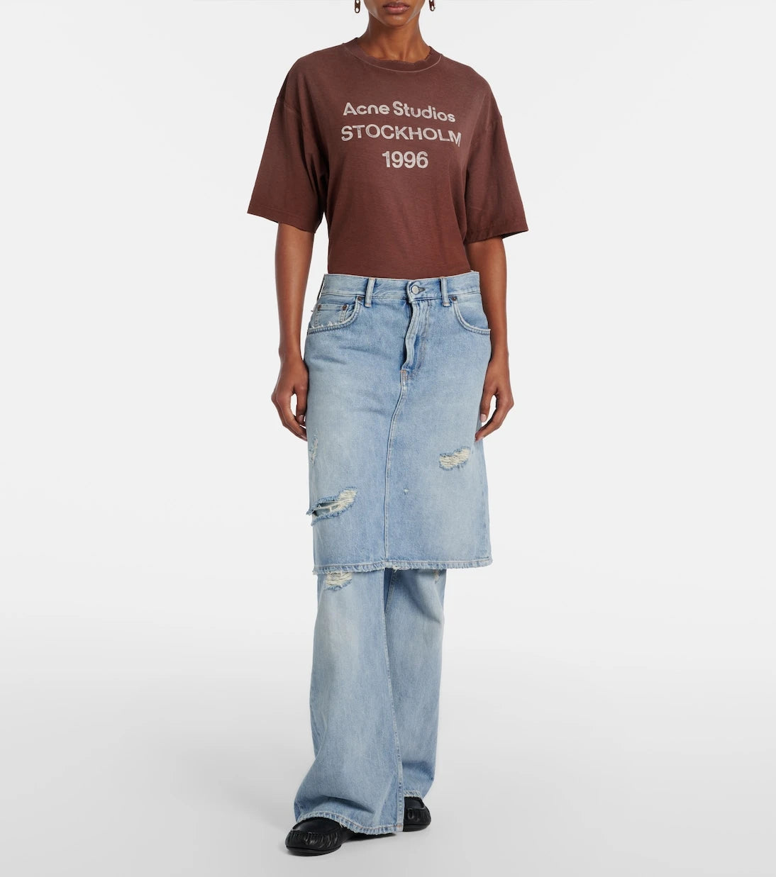 Acne Studios - Distressed layered wide-leg jeans