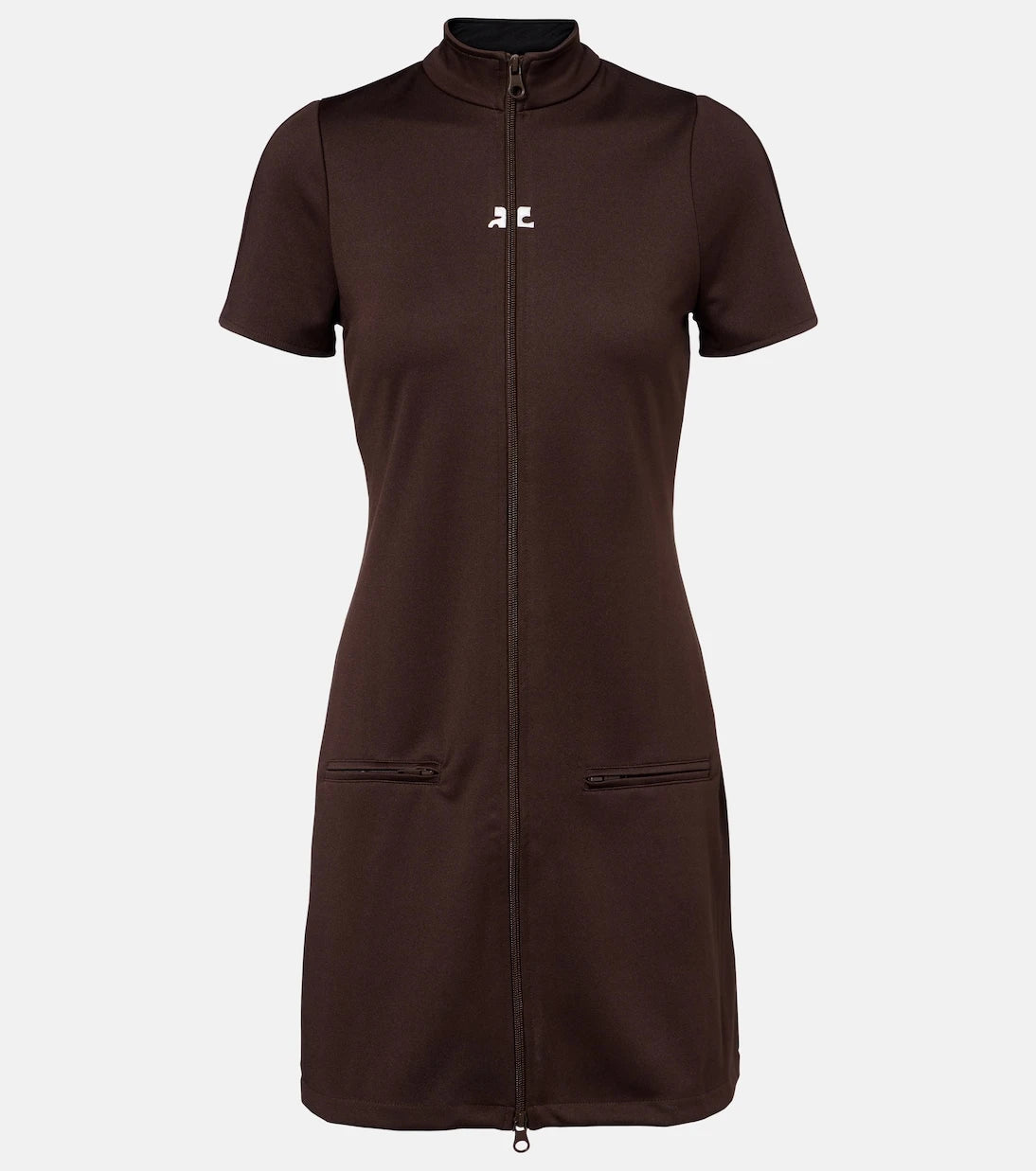 Courrèges - Interlock jersey zip-up minidress
