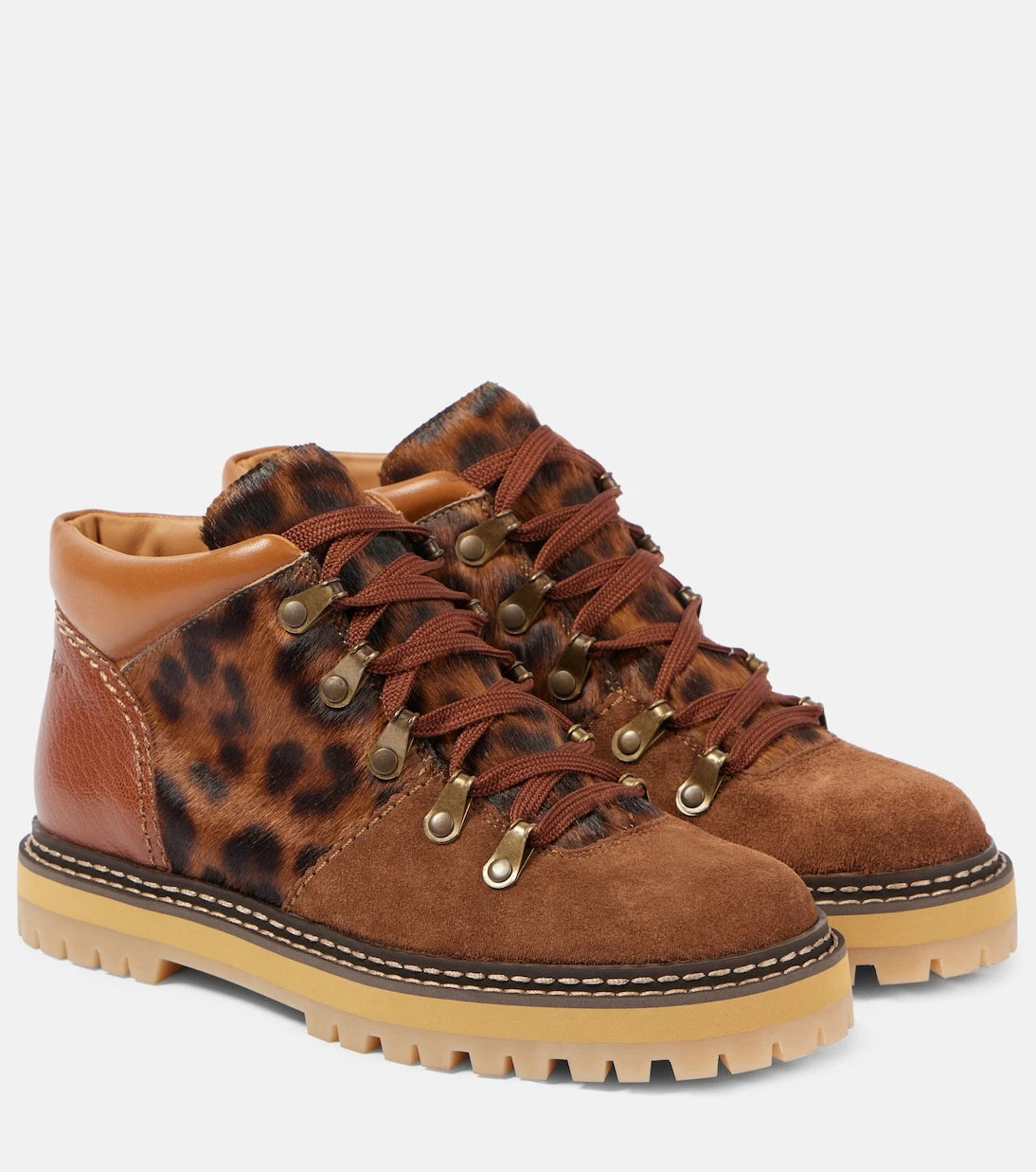 See By Chloé - Eileen leopard-print suede lace-up boots