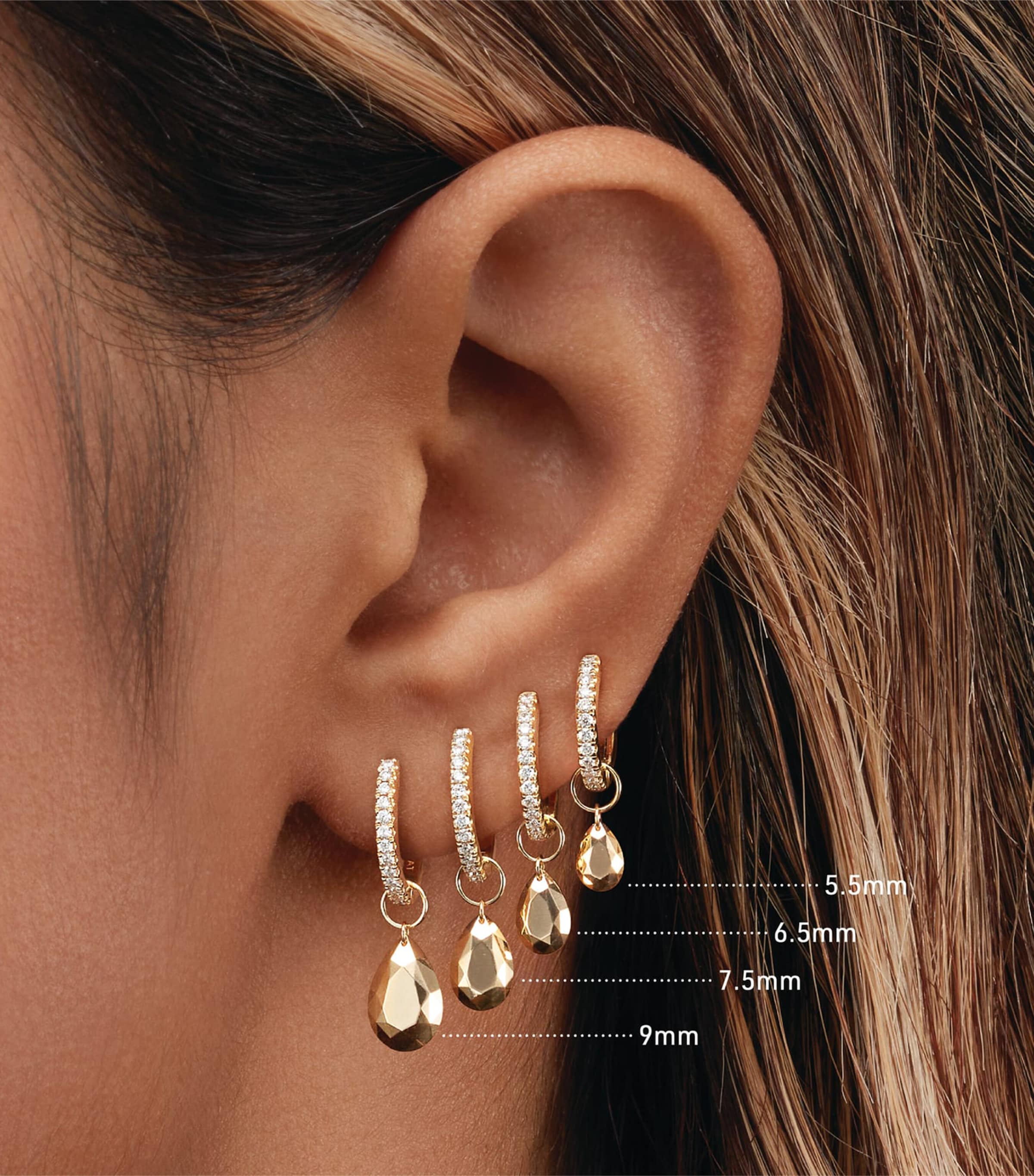 Faceted Pear Single Charm (9mm)