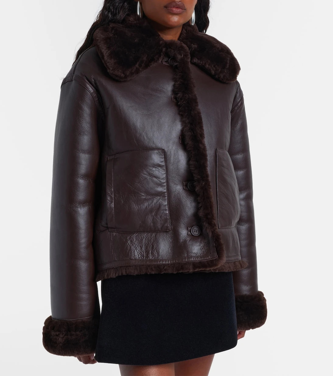 David Koma - Reversible shearling and leather jacket