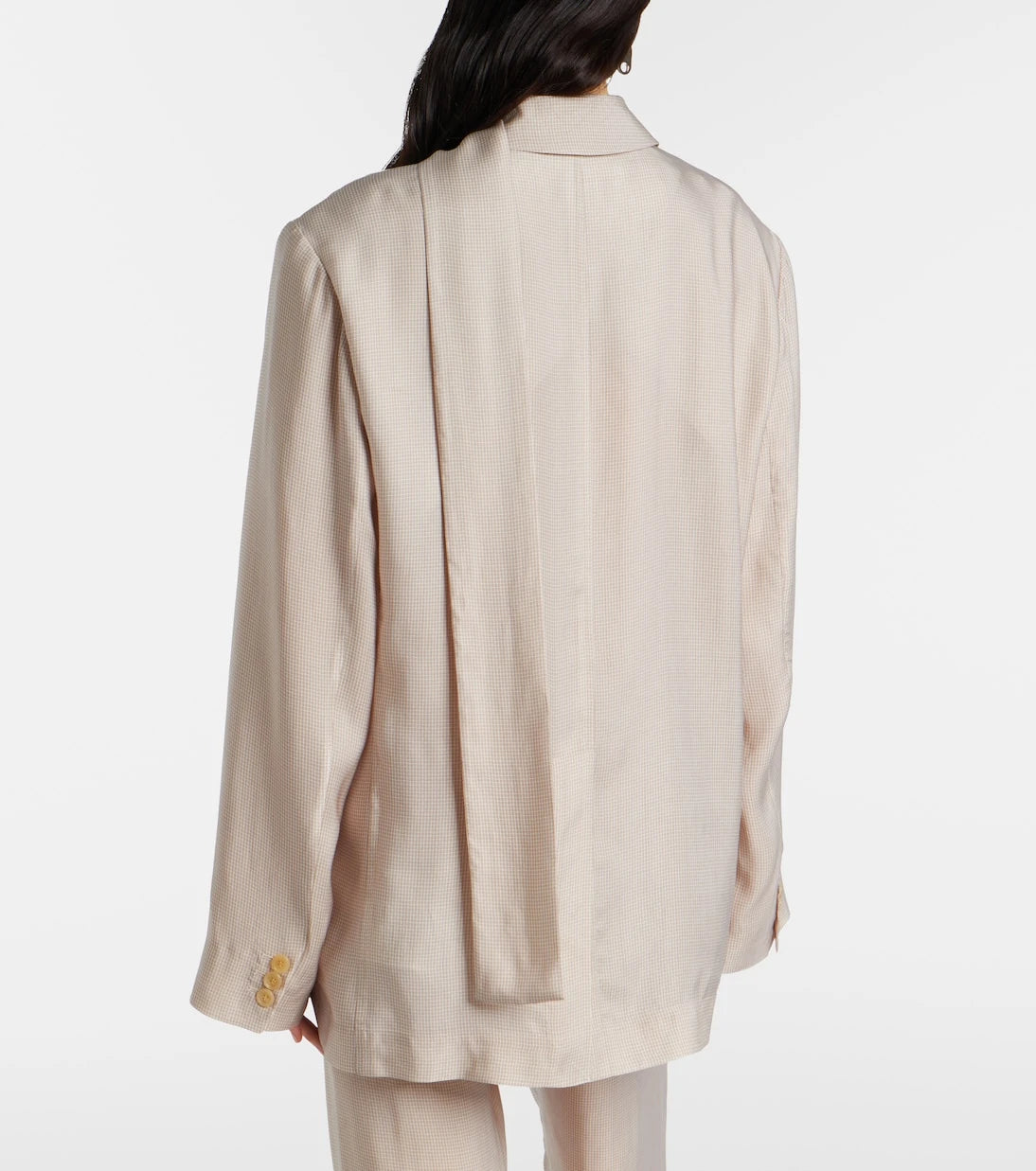 Acne Studios - سترة بليزر بتفاصيل وشاح كاروهات