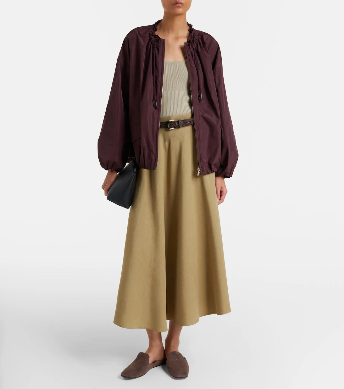 Max Mara - Linen and silk twill midi skirt