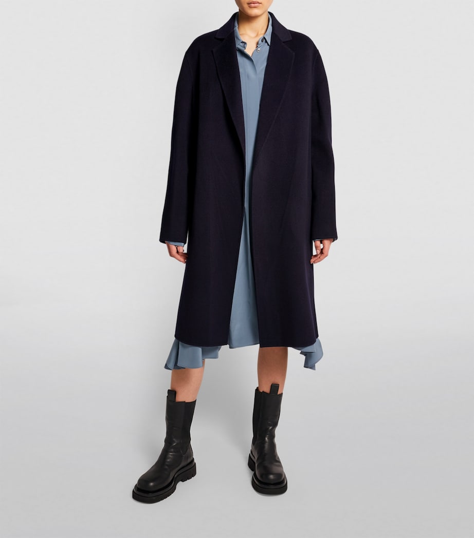 Joseph Navy Wool-Cashmere Long Cenda Coat