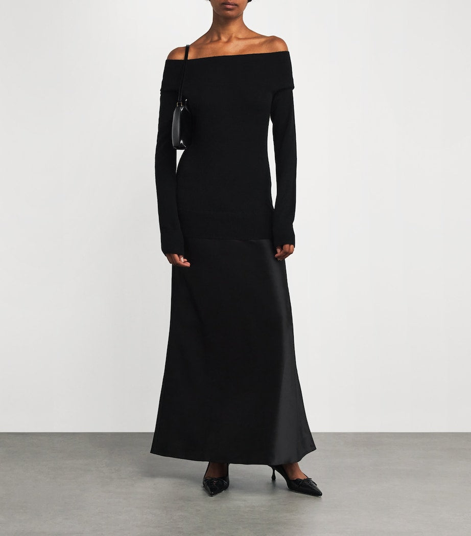 Black Cashmere-Silk Sweater Maxi Dress