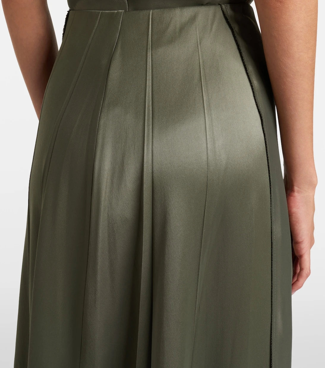 Vince - Pleated satin midi skirt