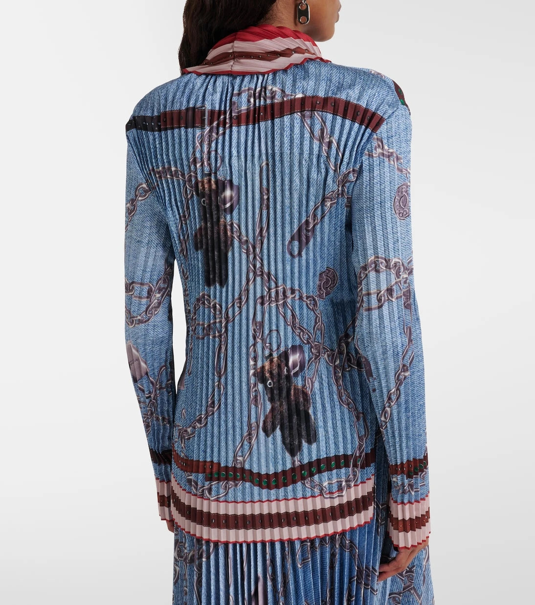 Acne Studios - قميص بطيات مطبوعة بنقشة خداع بصري