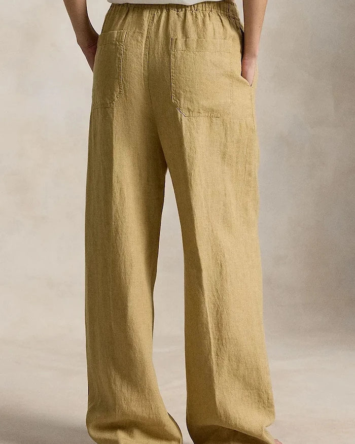 Polo Ralph Lauren широк paçalı kadın keten pantolon
