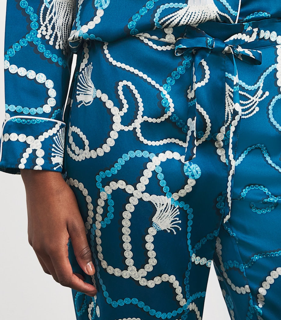 Silk Floral Lila Periwinkle Pyjama Set