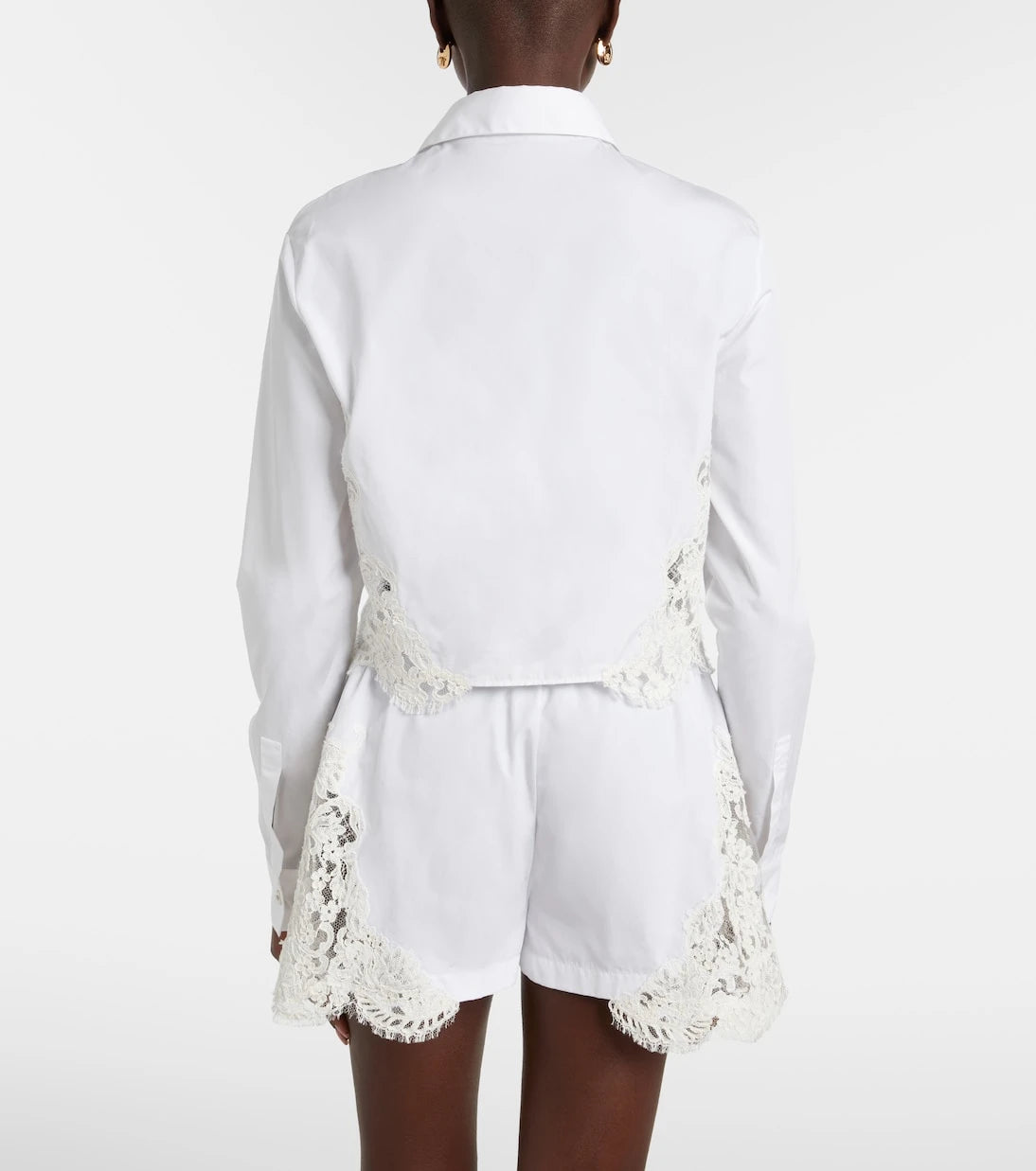 Versace - Lace-trimmed cotton poplin shirt