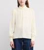 ME+EM Ivory Silk High-Neck Blouse