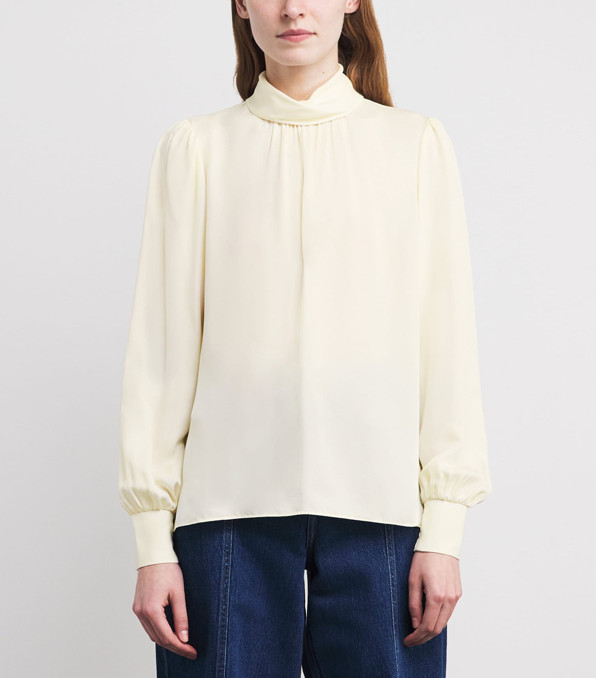 ME+EM Ivory Silk High-Neck Blouse