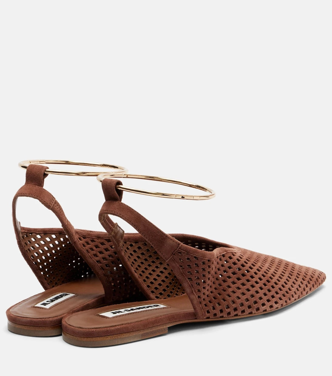 Jil Sander - Perforated suede slingback flats