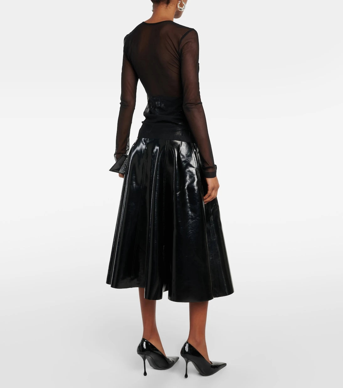 Norma Kamali - Appliqué sheer mesh top