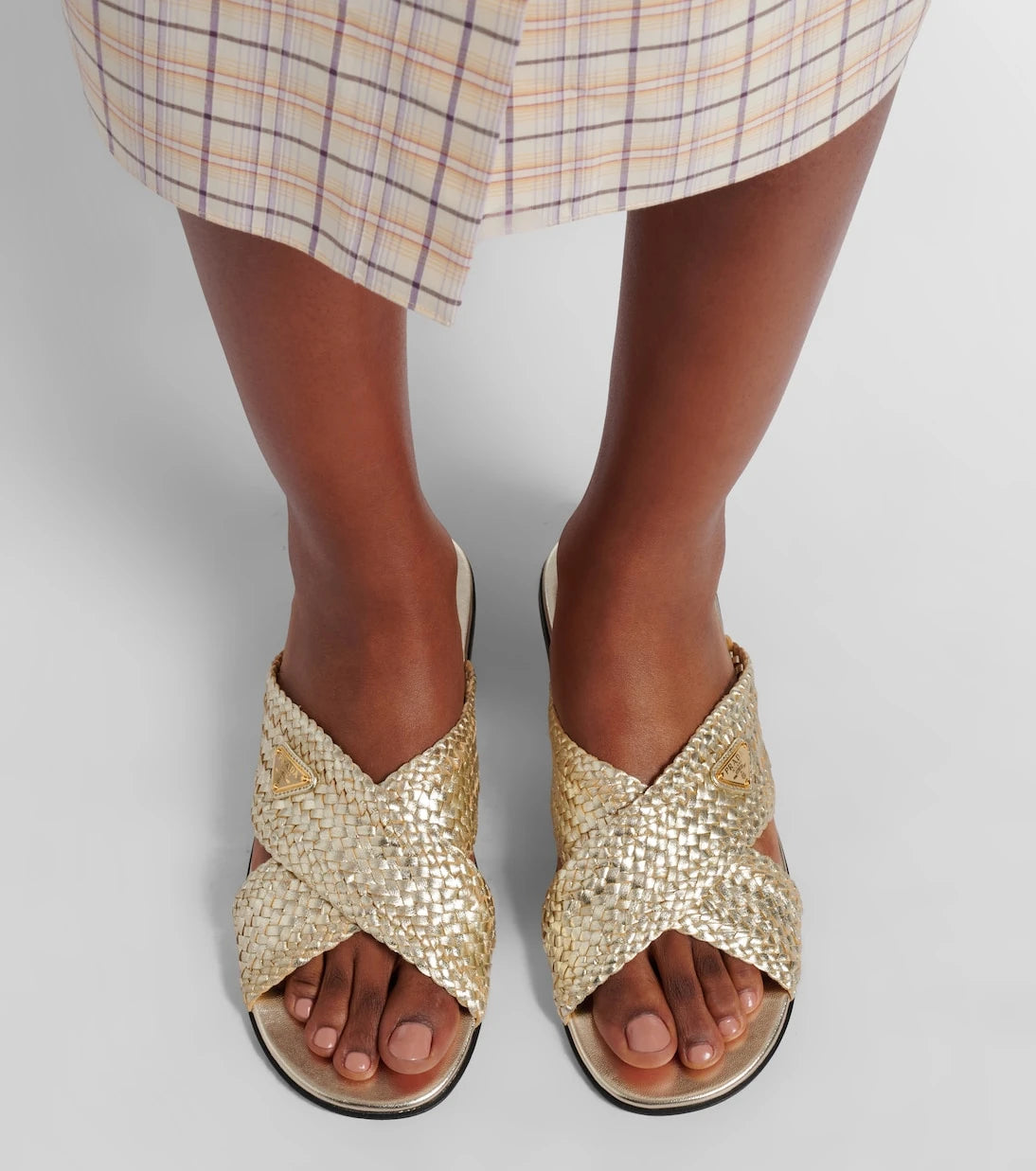 Prada - Woven leather slides
