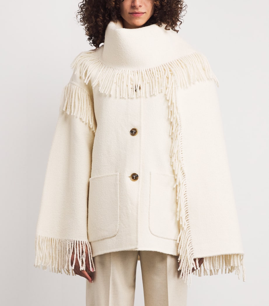 Toteme White Wool-Blend Scarf Jacket
