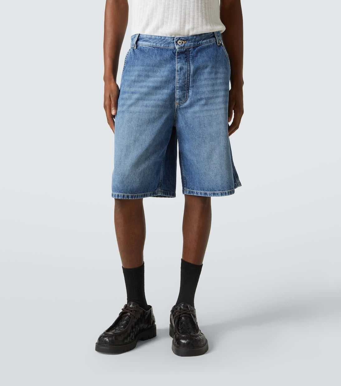 Bottega Veneta - High-rise denim Bermuda shorts