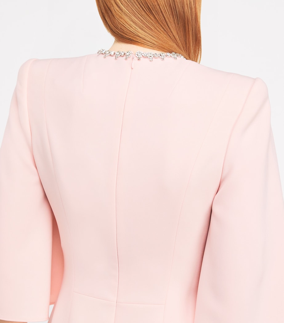 Jenny Packham Pink Crepe Embellished Midi Dress