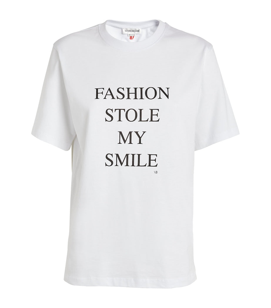 Victoria Beckham White Graphic Slogan T-Shirt