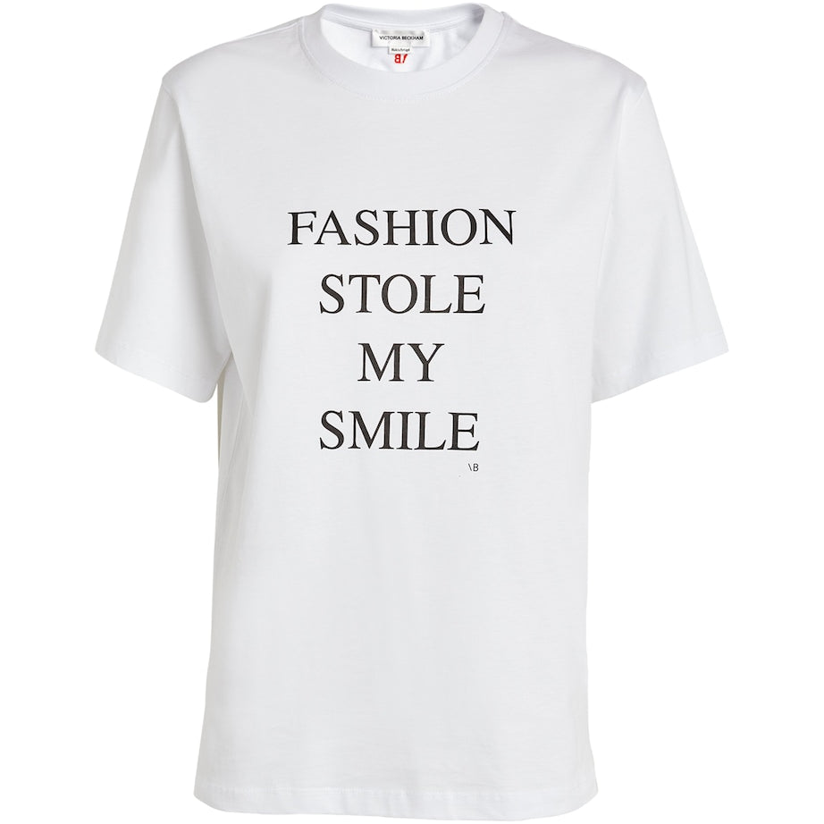 Victoria Beckham White Graphic Slogan T-Shirt