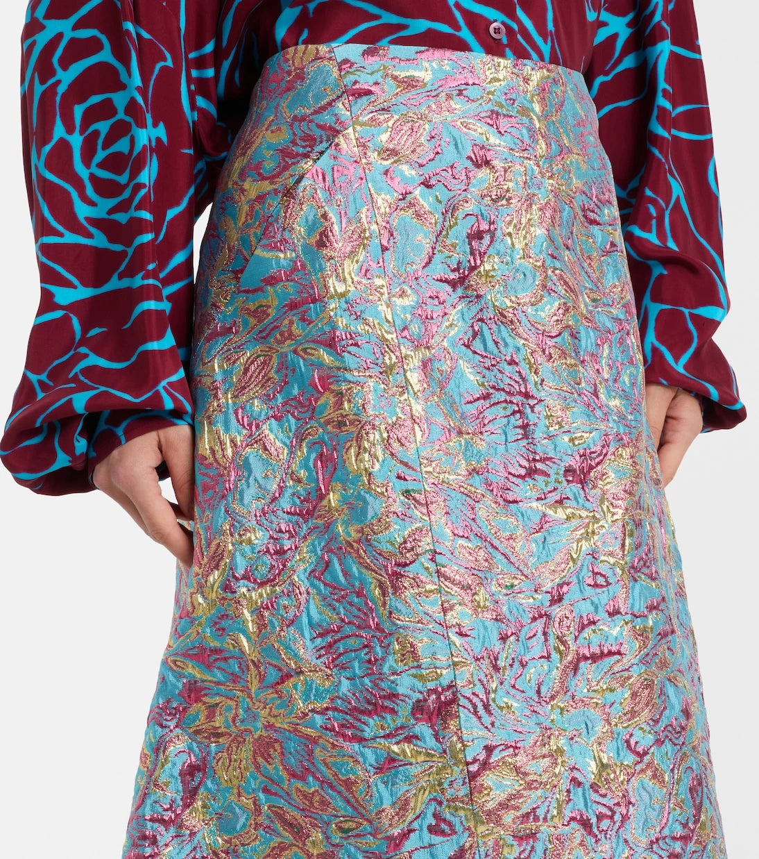 Dries Van Noten - Brocade midi skirt