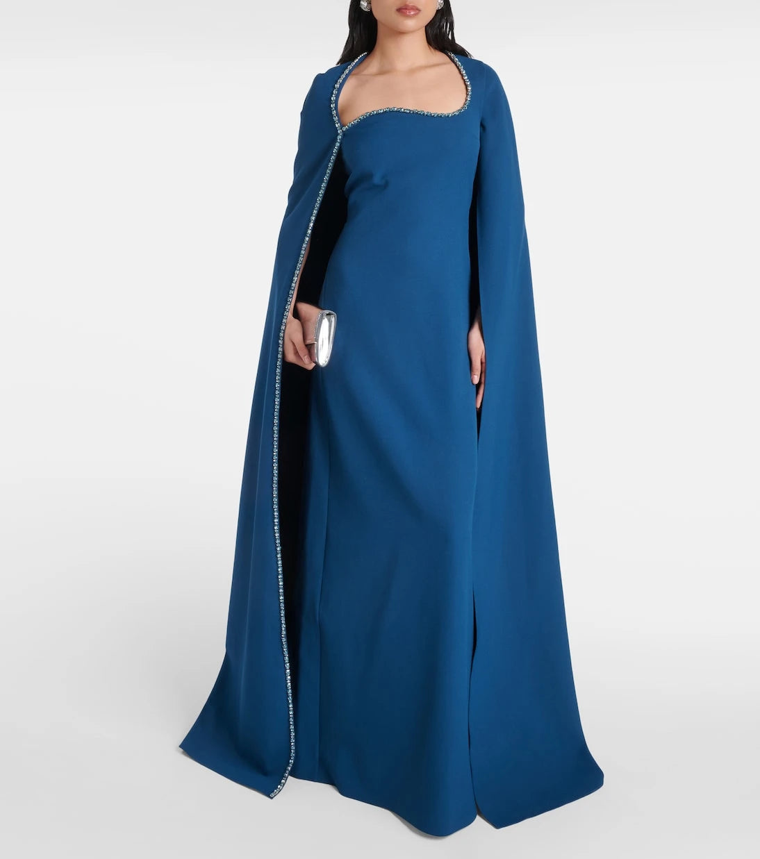 Safiyaa - Mattia embellished caped crêpe gown