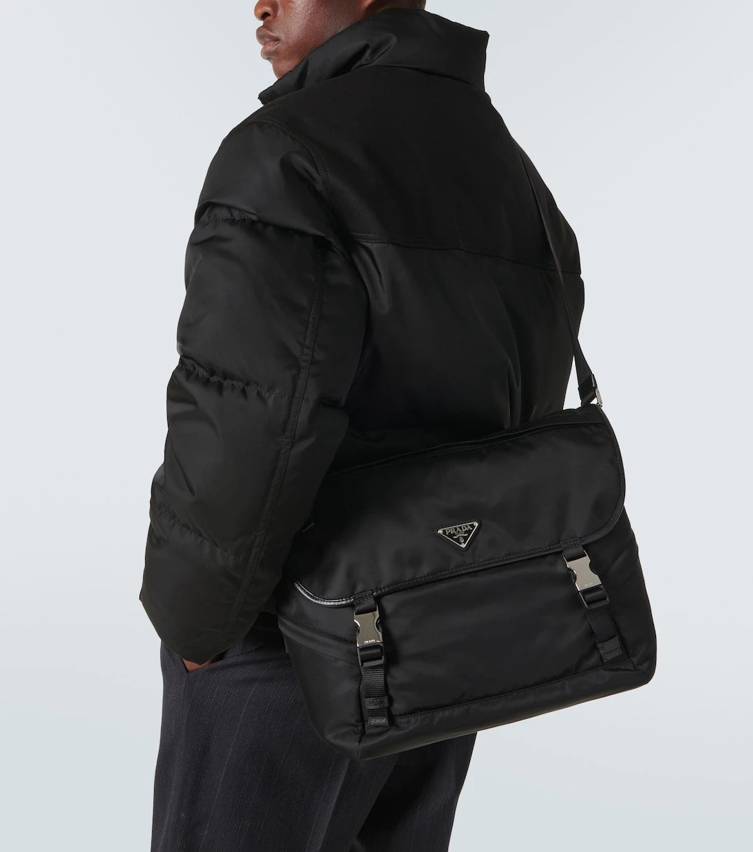 Prada - Leather-trimmed Re-Nylon messenger bag