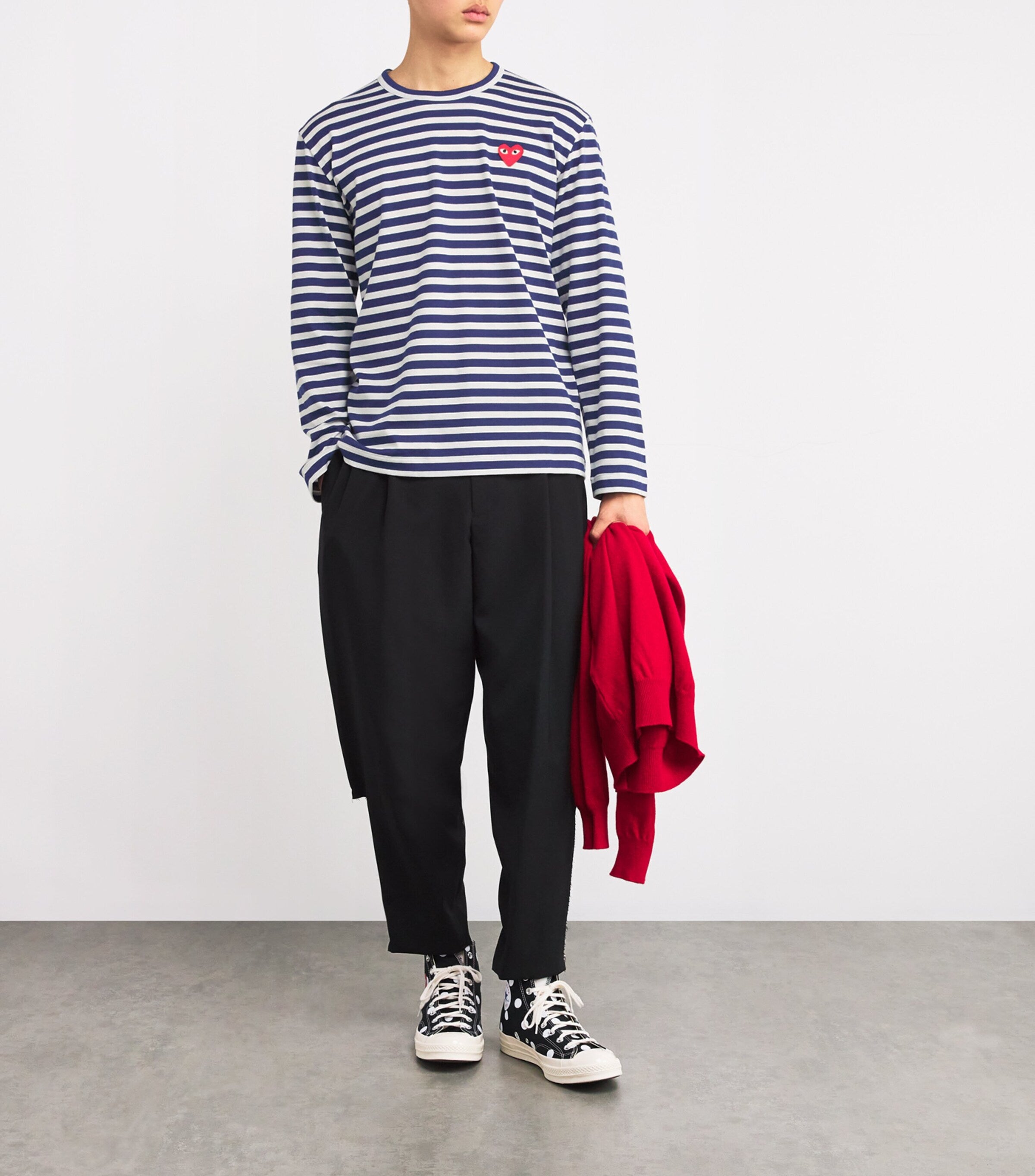 Comme Des Garçons Play Heart Logo Striped T-Shirt