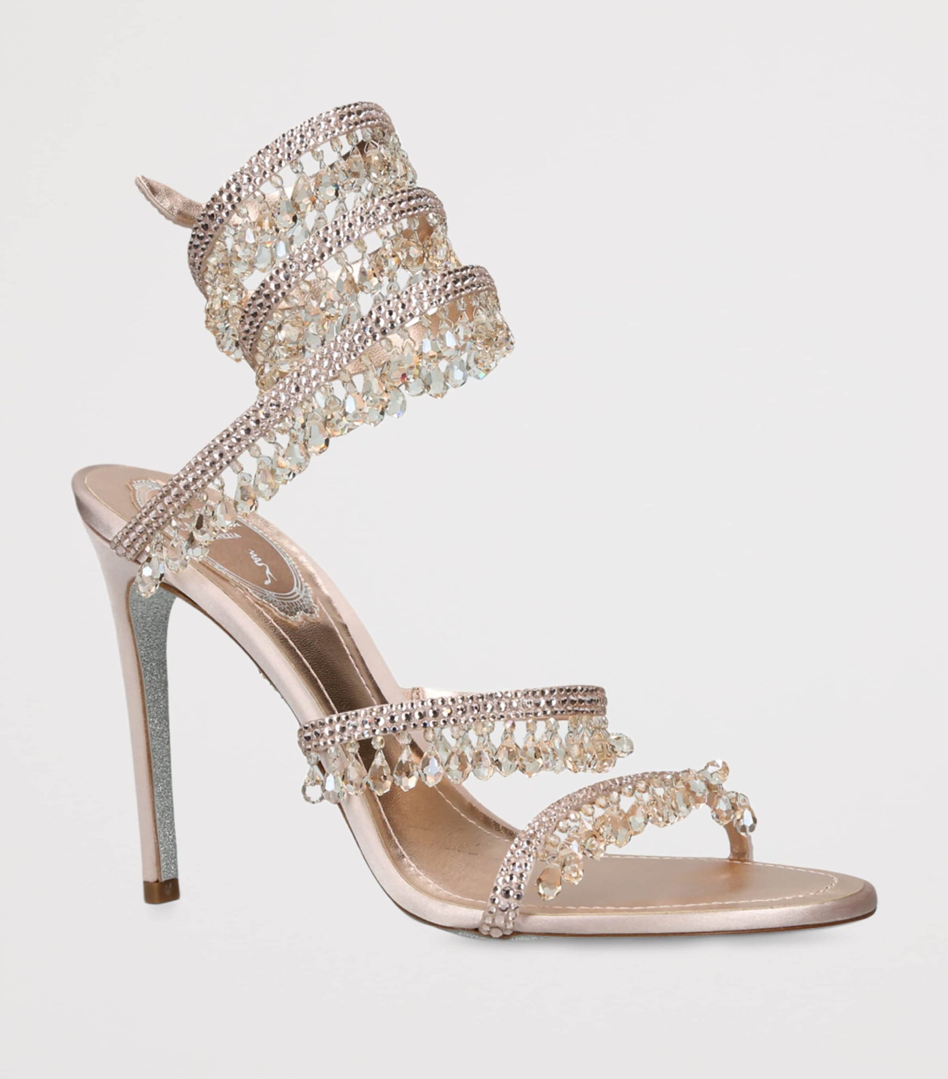 René Caovilla Pink Satin Chandelier Sandals 105