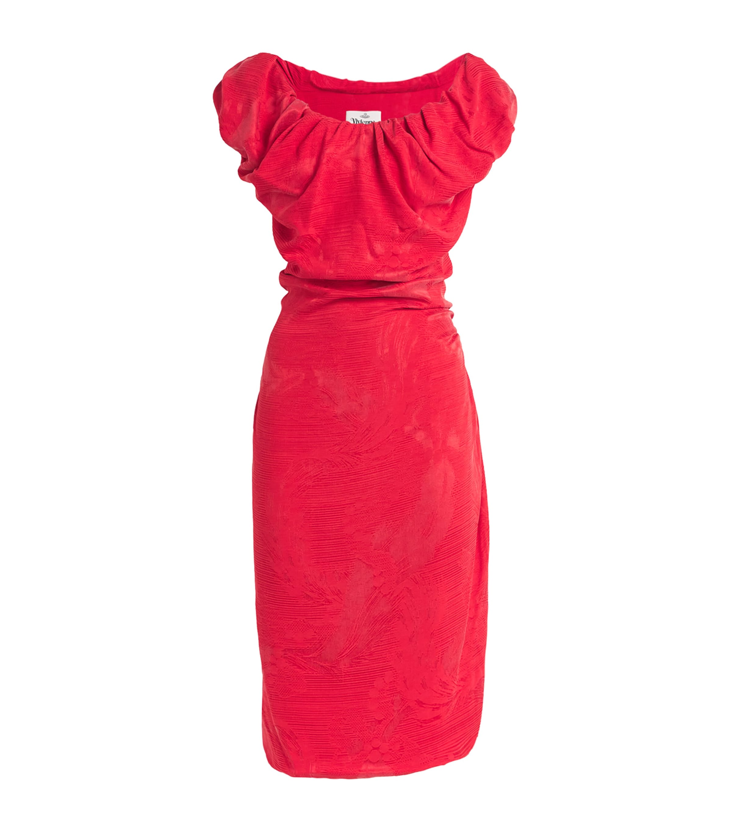 Vivienne Westwood Brown Puff-Sleeve Ginnie Amber Midi Dress