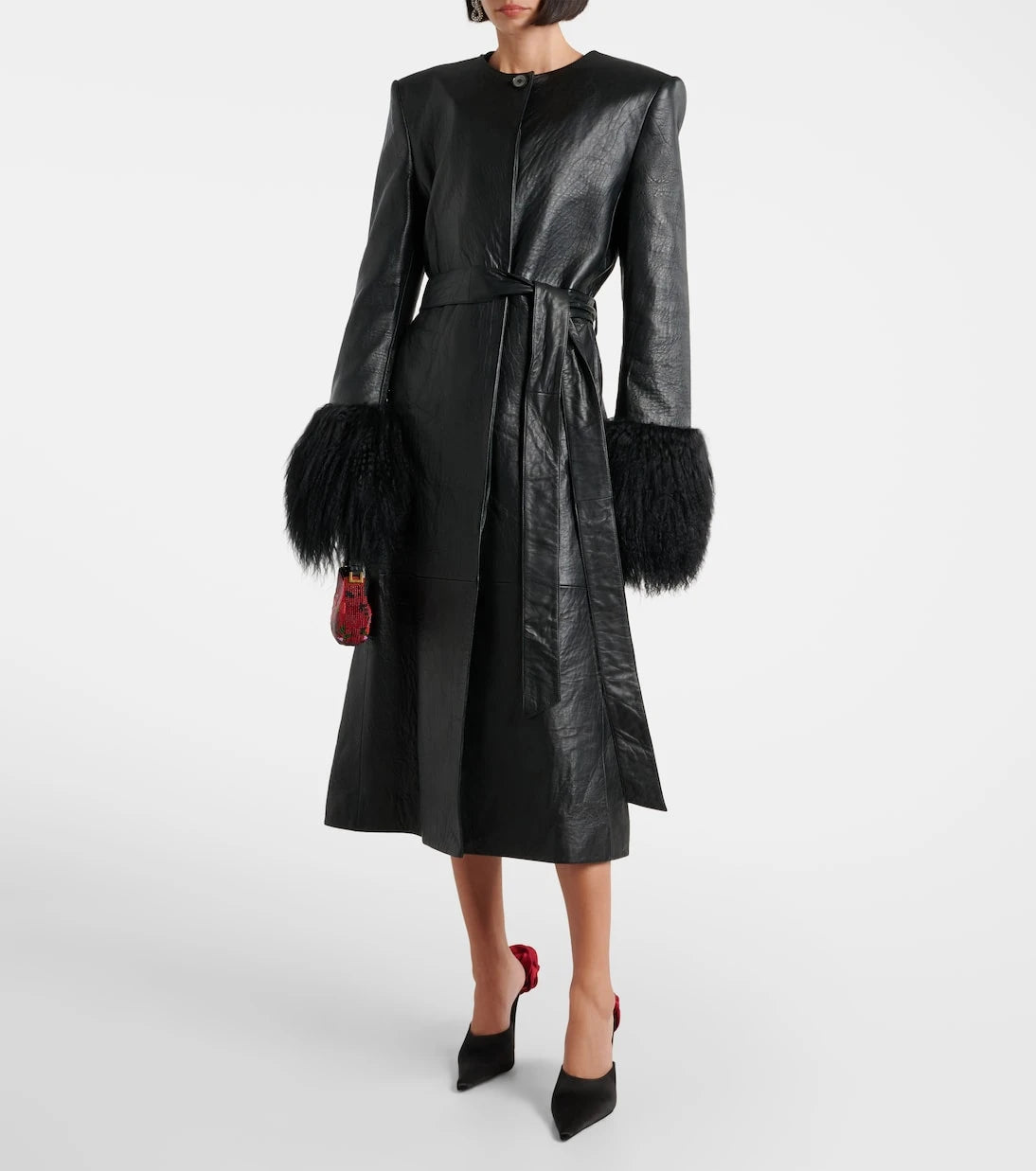 Magda Butrym - Shearling-trimmed leather coat