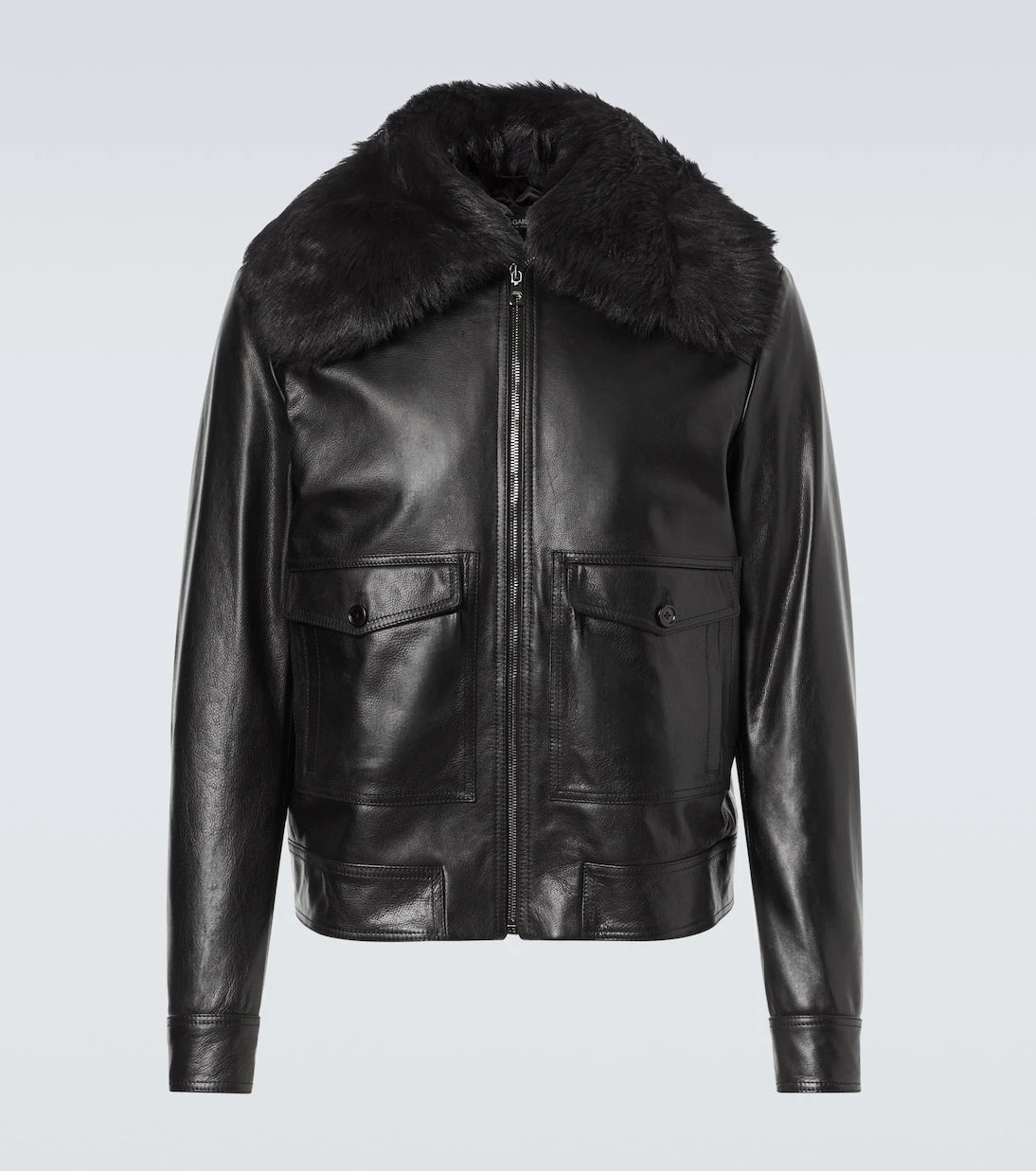 Dolce&Gabbana - Shearling-trimmed leather jacket