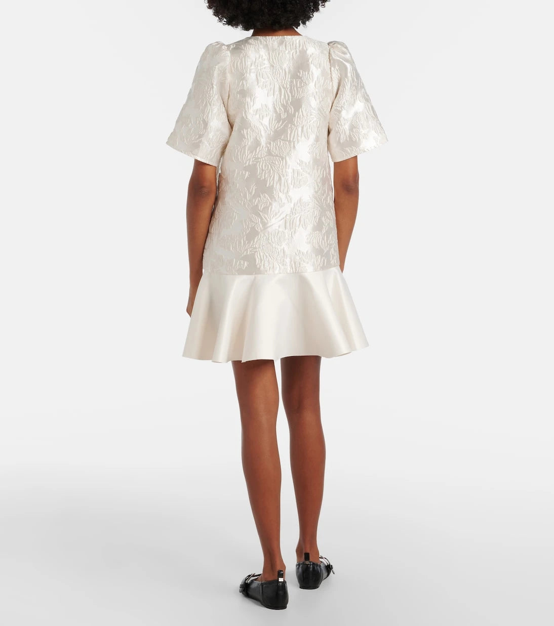 Ganni - Floral satin cloqué minidress