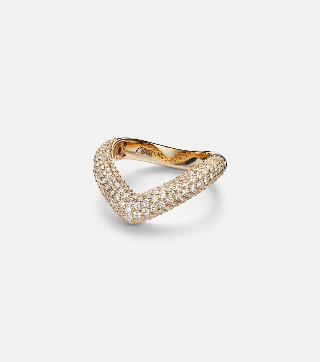 Engelbert - Drop Link Medium 18kt gold ring with diamonds