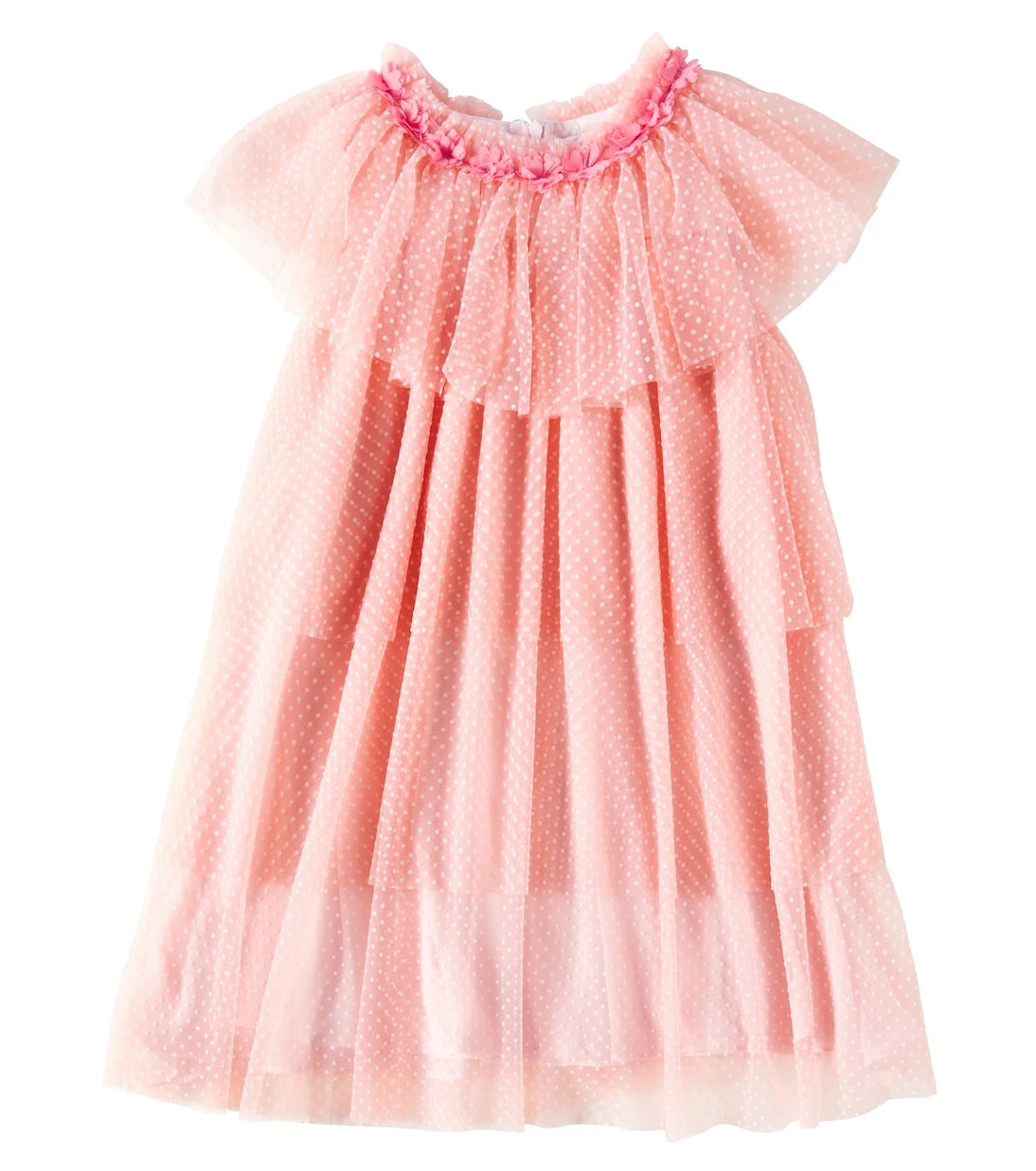 Patachou - Ruffled tiered polka-dot tulle dress
