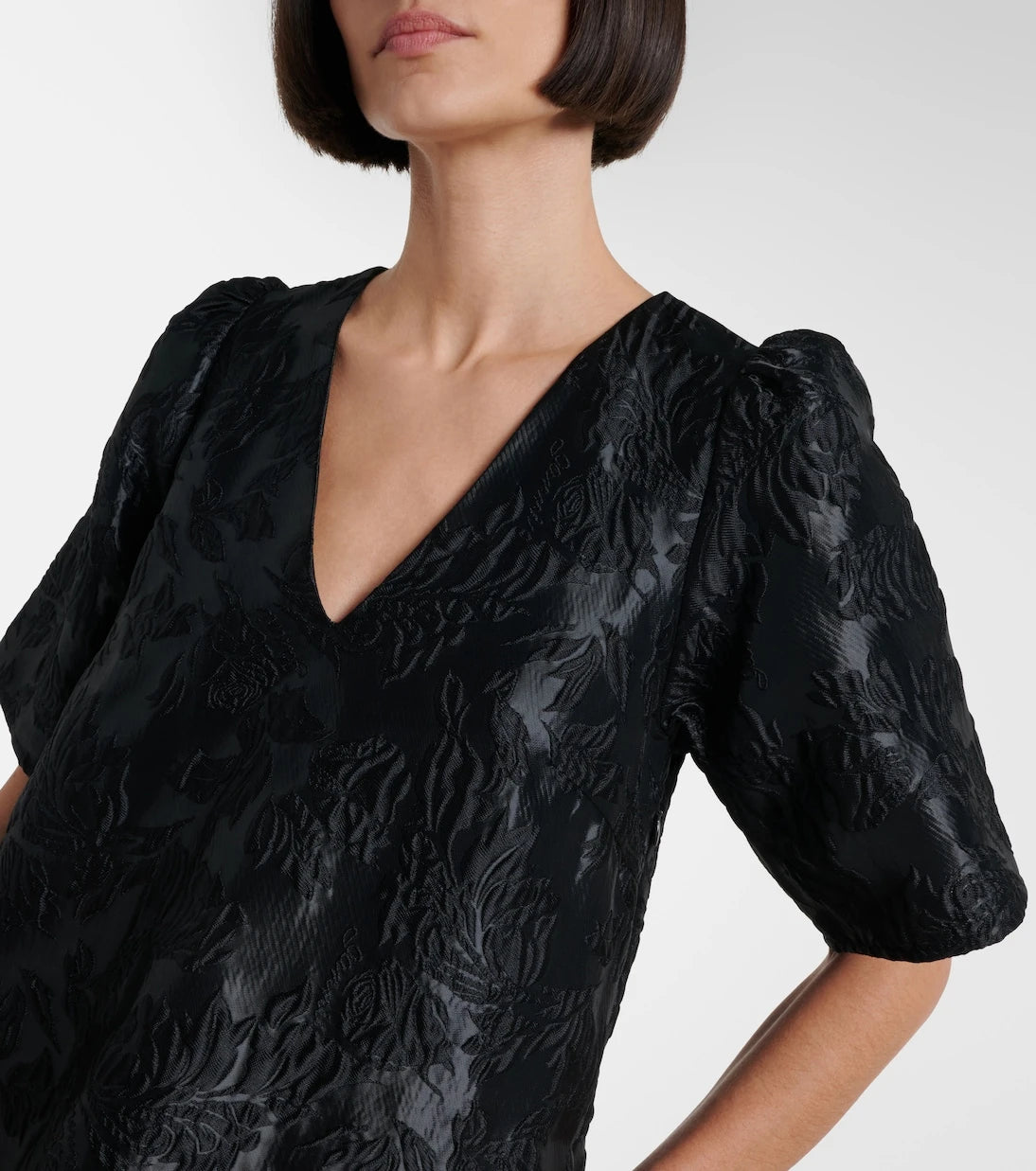 Ganni - Satin cloqué minidress