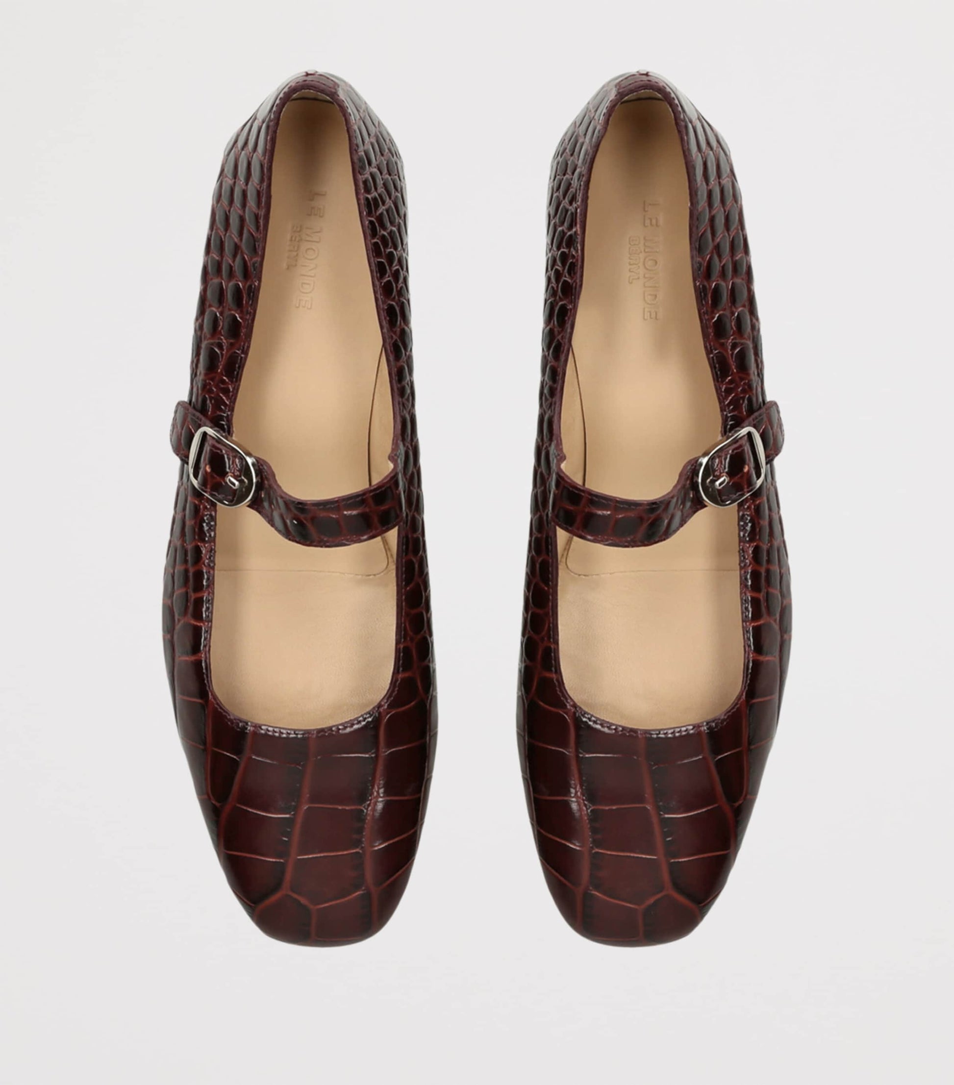 Le Monde Beryl Brown Leather Mary Jane Ballet Flats