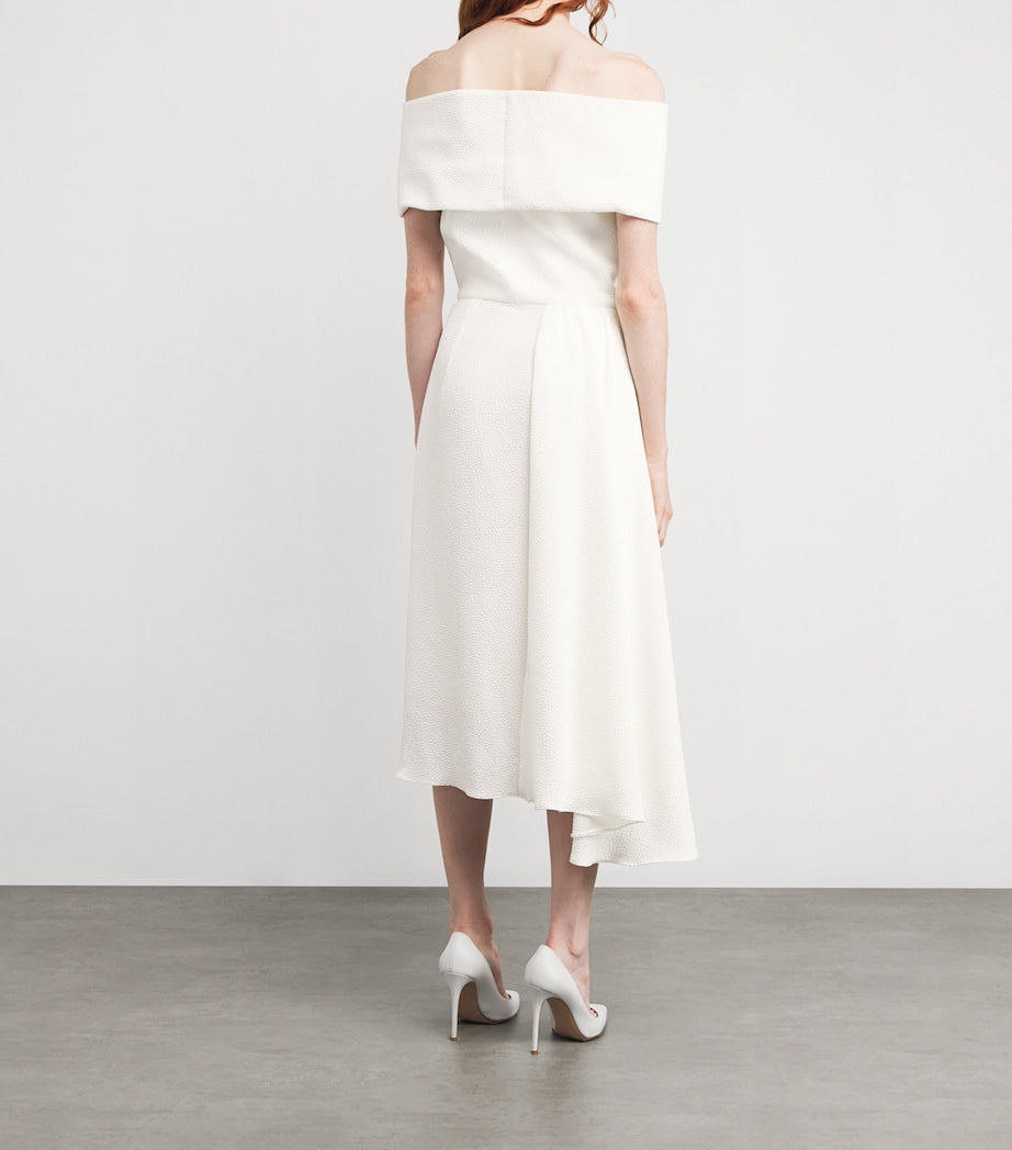 White Textured Philomela Midi Dress