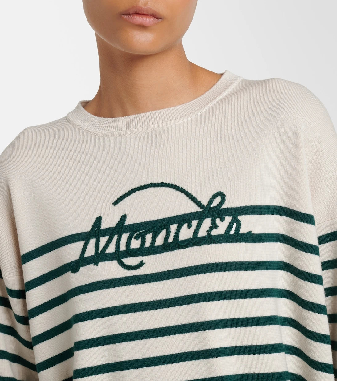 Moncler - Embroidered striped virgin wool sweater